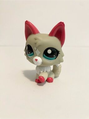 Littlest Pet Shop Authentic LPS G7 Wolf Cat Grey Pink White Figure Toy